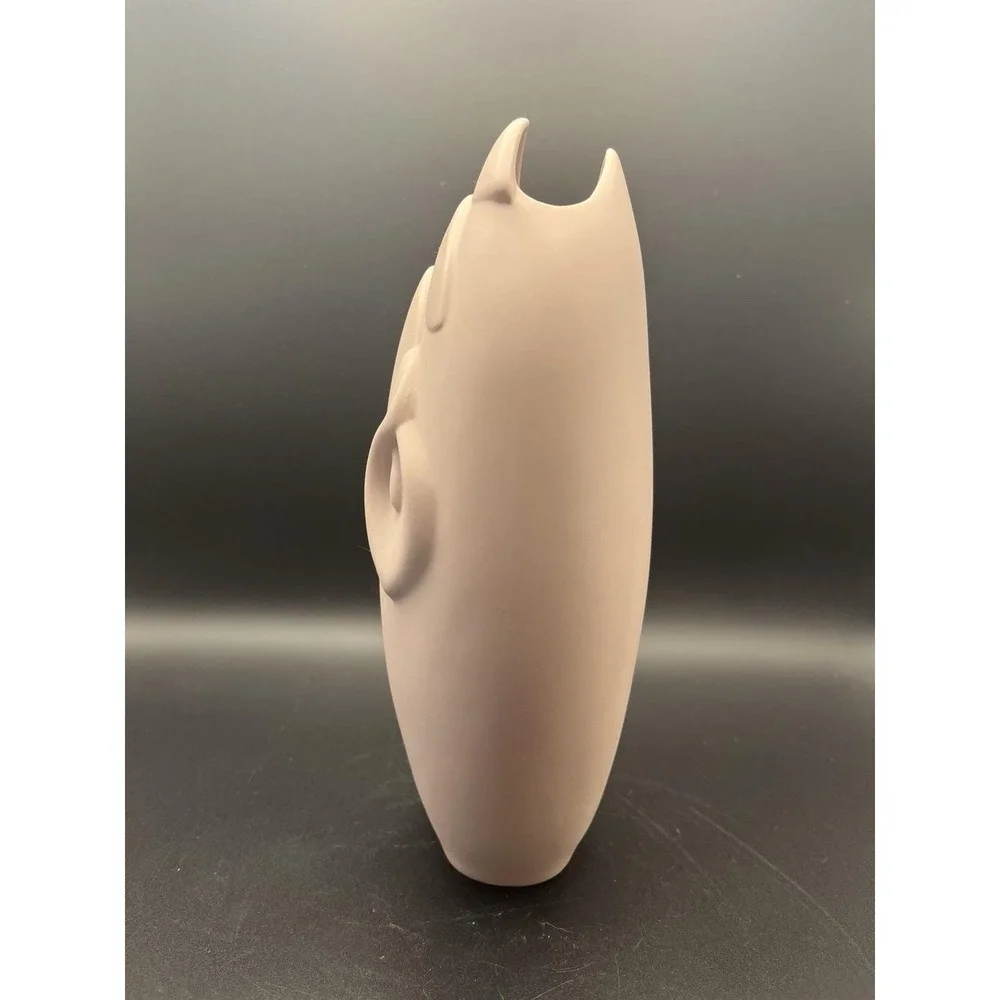 Vintage Postmodern Matte Dusty Rose Mauve Ceramic Calla Lily Sculptural Vase